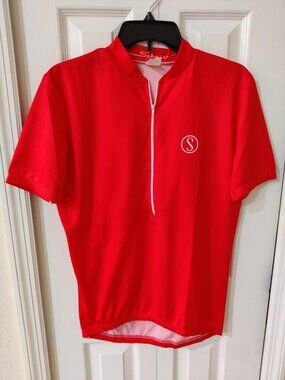 Schwinn Men's Red Short Sleeve Half Zip Cycling Jersey Polyester Small